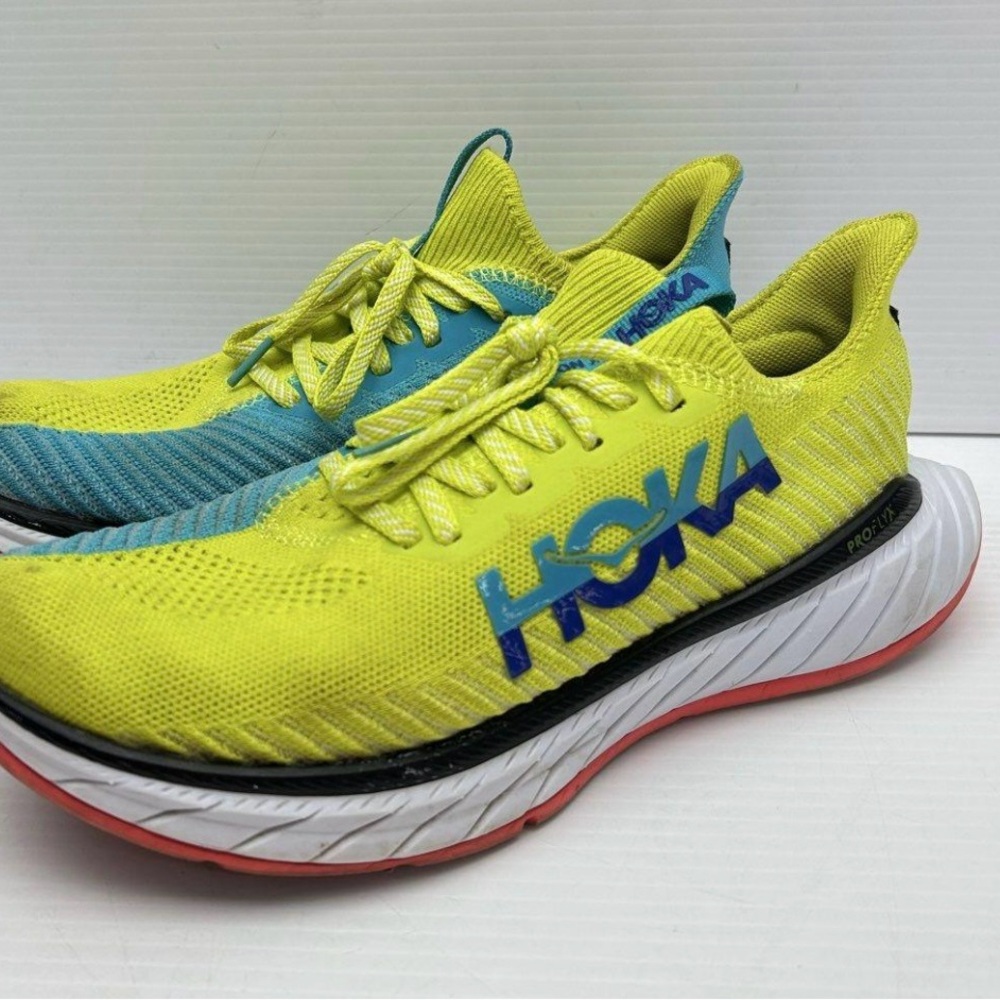 HOKA Womens Rincon 3 Running Walking Sneakers Shoes Green Yellow 7.5